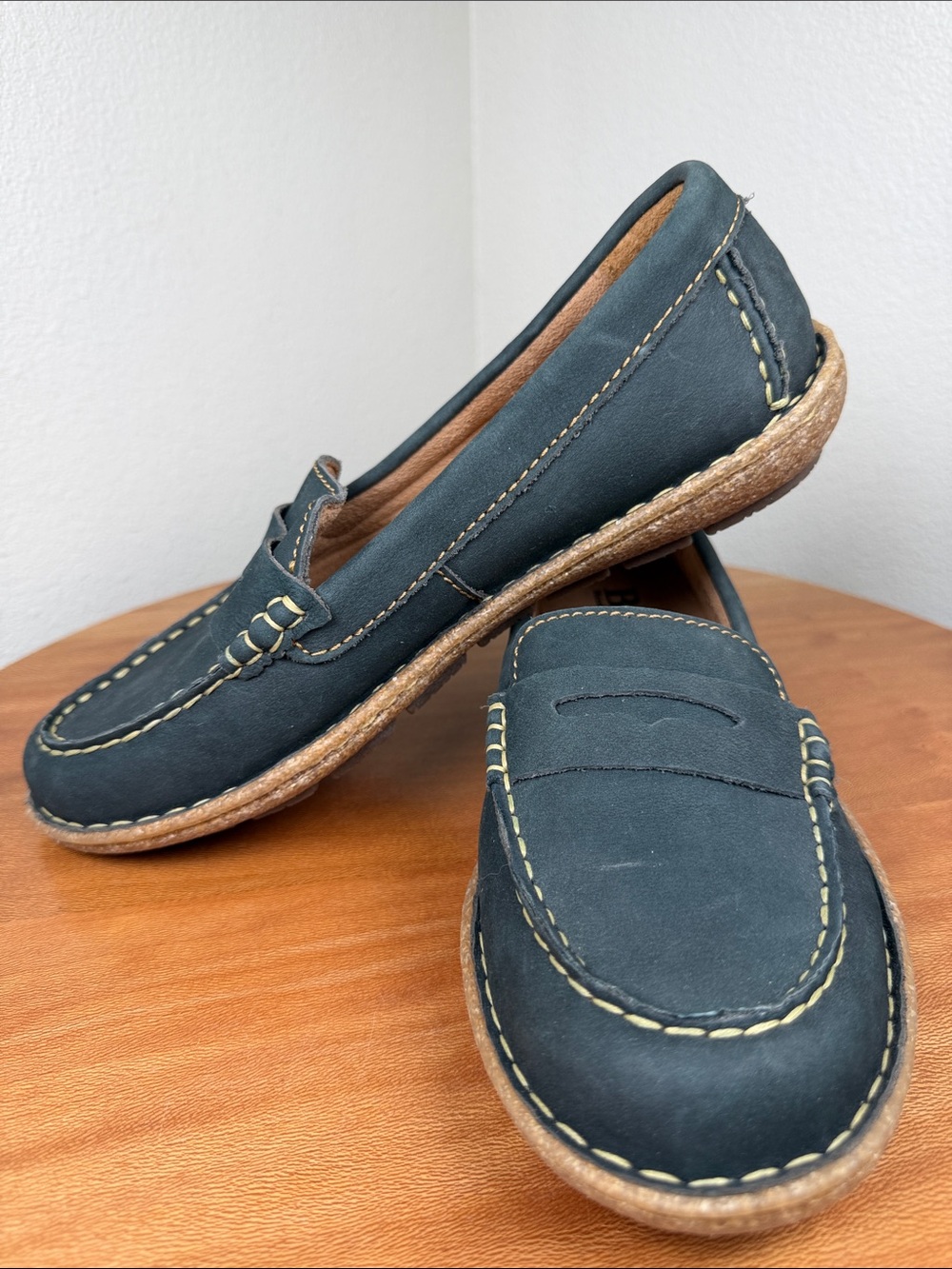 Born Women's Nerina Comfort Slip On Loafers Flats Nubuck Leather Blue Size 7/38